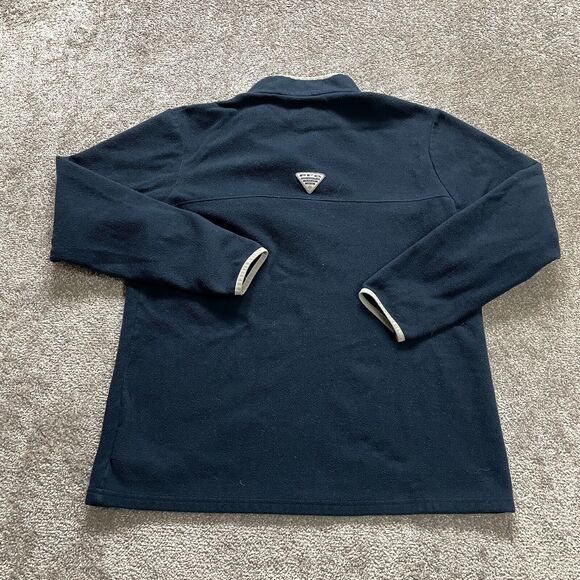 Columbia Active Jacket Mens XXL Medium 1/4 Zip Pockets Navy Blue PFG Fleece Logo - Picture 2 of 12